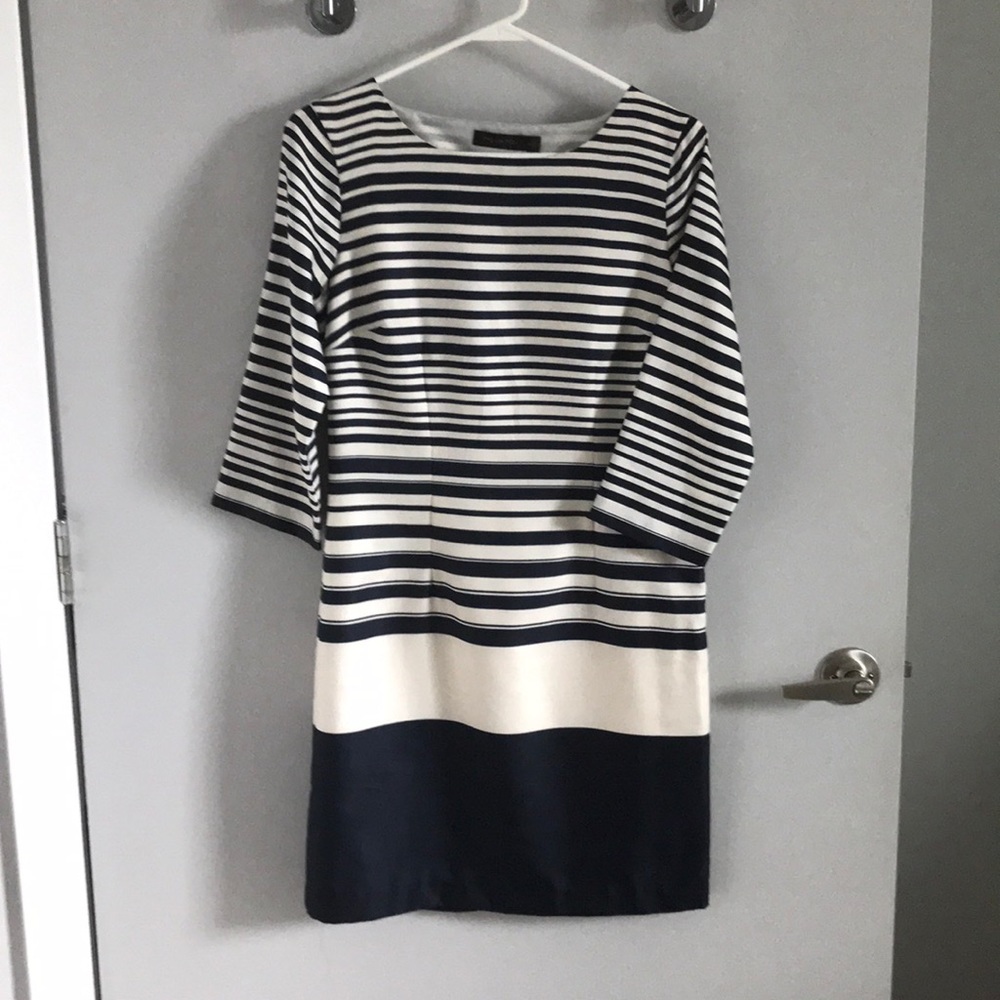 Limited Navy and cream striped 3/4 sleeve dress